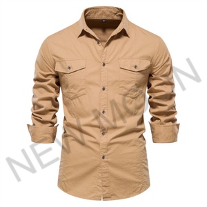 Chemise de travail rétro personnalisée pour homme, manches longues, délavée, coupe ample, avec poches, chemise décontractée - Product Image 4