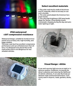 Marcador de Pavimento Elevado Solar Personalizado con Ojo de Gato, Marcador de Tráfico Luminoso, Marcador de Carretera Solar con Ojo de Gato de Aluminio en Forma de <span class=keywords><strong>Herradura</strong></span> - Product Image 3