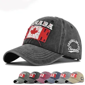 新到男女通用豪华棒球帽散装3d刺绣加拿大国旗棒球帽