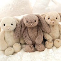 PLAYPOP Peluche Premium Hibiscus Bashful Bunny Style JC 18cm, Super Douce en Coton PP, Oreilles Longues, Anti-Stress, Cadeau d'Anniversaire