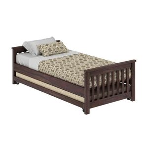 Cama individual de madera maciza de Sheesham de primera calidad con cama nido extraíble, acabado en nogal miel natural, colección a precio mayorista. - Product Image 5