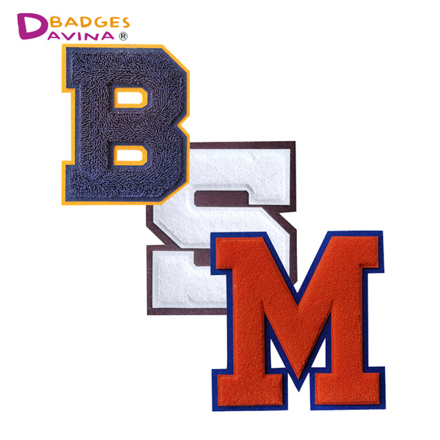 Chenille Embroidered Iron-On Patches Retro Varsity Letter Design Soft Plush Wholesale High Quality Denim Jackets Backpacks Hats