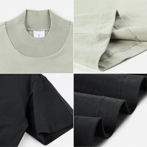 T-shirts en gros col montant qualité en détresse broderie personnalisée Vintage Streetwear épaule tombante Boxy t-shirt surdimensionné - Product Image 4