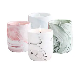 Customized New Style Luxury Marble Stripe Ceramic Candle Holders Aroma Oil Burner