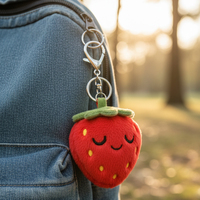QIANJIU personnalisé mignon dessin animé fraise Macarons pendentif en peluche porte-clés sac à dos porte-clés en peluche fraise porte-clés