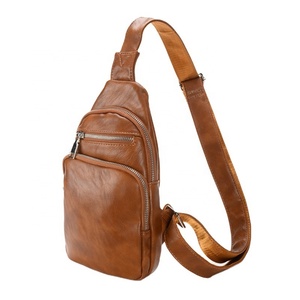 Custom Vegan PU Leather Chest <b>Bag</b> for Men Zipper Closure Leisure & Outdoor Sports <b>Small</b> Crossbody Travel Belt Pack - Product Image 1