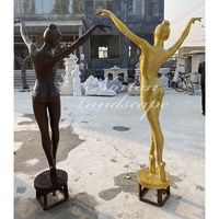 Sculpture de femme dansante en bronze grandeur nature pour extérieur, jardin, parc urbain, fontaine d'eau en laiton, artisanat d'art féminin