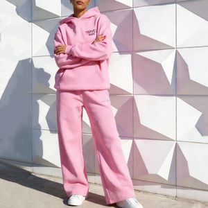 Ensemble Jogging et Sweat à Capuche à Épaules Tombantes en Molleton de Coton Chenille Brodé de Haute Qualité Personnalisé Casual Lourd 400 Gsm pour Femmes - Product Image 3