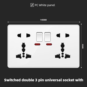 Hai 2 Gang ánh sáng điện 86 nhà tường chuyển đổi thiết bị chuyển mạch Anh và ổ cắm phổ Ổ cắm điện đôi ổ cắm - Product Image 4