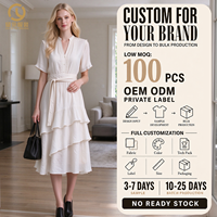 Robe longue en lin à col en V, demi-manches, blanche, pour femme, tenue décontractée chic, best-seller de l'usine de vêtements