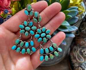 Boucles d'oreilles turquoises en argent Sterling 925, bijoux de déclaration, pierre précieuse naturelle, couleur Turquoise, livraison gratuite - Product Image 1