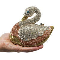 Tas Pesta Pernikahan Mewah Berbentuk Angsa dengan Kristal Rhinestone untuk Wanita, Dompet Pengantin Desain Clutch