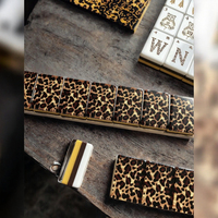 Magnifique ensemble de mahjong pliable de luxe à imprimé léopard, fabriqué en acrylique 4 couches, idéal pour le jeu en intérieur et les cadeaux