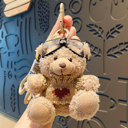 Aviator Pilot Teddy Bear Plush Keychain Goggles Small Stuffed Animal Toy Cute Sweater Bear Pendant Car Keyring <b>Bag</b> Charm <b>Gift</b> - Product Image 4