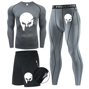 Ensemble de <span class=keywords><strong>sport</strong></span> 3 pièces pour hommes, séchage rapide, T-shirt, vêtements d'entraînement, Leggings de course, collants musculaires de <span class=keywords><strong>grande</strong></span> <span class=keywords><strong>taille</strong></span>, été - Product Image 4
