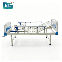 Cama de Hospital Manual Ajustable de Acero con 2 Funciones, Manivelas Cromadas, 5 Rieles Laterales de Aleación de Aluminio y Cabecera/Pieza Inferior de ABS