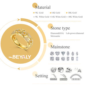 Design originale con motivo a nodo anello con diamanti 9K <span class=keywords><strong>14K</strong></span> 18K oro Unisex gioielli alla moda per matrimoni - Product Image 2