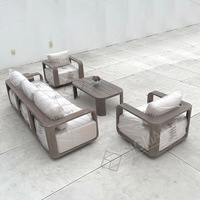 Canapé de patio moderne haut de gamme en teck, ensemble de canapés de jardin en bois massif pour l'extérieur