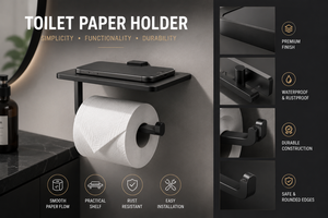 Support <span class=keywords><strong>mural</strong></span> sans perçage <span class=keywords><strong>pour</strong></span> rouleau de papier toilette et serviettes, avec étagère de rangement <span class=keywords><strong>pour</strong></span> téléphone portable, <span class=keywords><strong>pour</strong></span> <span class=keywords><strong>WC</strong></span> et salle de bain - Product Image 2