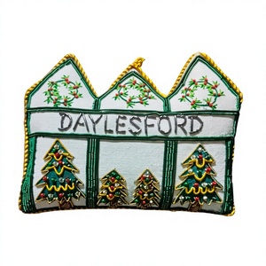 Handcrafted Velvet Heart Shaped <b>Christmas</b> Ornament Embroidered Green Hanging Decoration Gold Leaf <b>Top</b> Customized Size KUSHANG - Product Image 1
