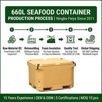 Glacière portable rotomoulée en PEHD de 660 L avec isolation thermique, chariot, bac à glace, pour canettes de vin, logo personnalisé imprimé, pour aliments
