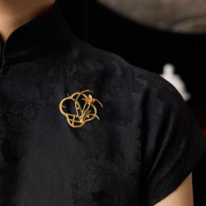 Broche de Ópalo de Fuego Vefiery Jewelry, Broche Floral de Cobre Esmaltado Chapado en Oro, Broche de Marco Hueco Estilo Chino para Mujer - Product Image 5