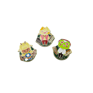 Imán de nevera metálico de esmalte suave con impresión UV, diseño de dibujos animados de rana, gato, paloma, dove, tierra y estrella, personalizable con pin o tapa. - Product Image 2