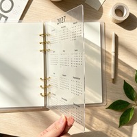 Planche de séparation calendrier A5/A6 2027, 6 anneaux, spirale, feuilles mobiles, pour classeur scolaire, budget, journal, agenda, avec plaque givrée et papier de remplissage