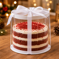 Boîte d'emballage ronde pour gâteau en PET jetable avec couvercle transparent et plateau inférieur pour boulangerie, vente en gros
