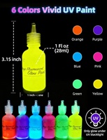 Peinture corporelle UV noire 30 ml, 6 couleurs fluorescentes brillantes néon, maquillage pour le visage, carnaval, déguisement