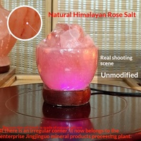Lámpara de Noche USB de Piedra de Sal del Himalaya con Luz Cálida Colorida y Respiración, Lámpara de Escritorio para Computadora, Formas Cuadradas/Pirámide/Bola Redonda
