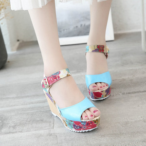 Women Summer New Style Platform <b>Sandals</b> Thick Sole Color Block Peep Toe Bohemian Roman <b>Sandals</b> - Product Image 2