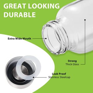24oz Chai Nước Thủy Tinh tái sử dụng uống rõ ràng chai nước thủy tinh với nắp thép không gỉ đồ uống lưu trữ container - Product Image 3