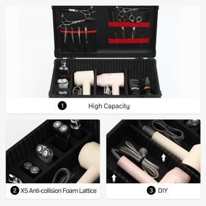 <span class=keywords><strong>Valise</strong></span> à outils de barbier en aluminium personnalisée avec serrure à combinaison, organiseur professionnel portable pour outils de <span class=keywords><strong>coiffure</strong></span>, <span class=keywords><strong>valise</strong></span> de voyage OEM - Product Image 4