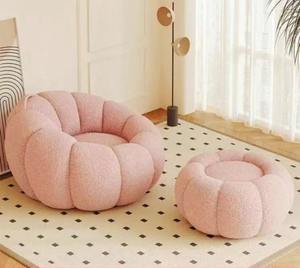 Fauteuil individuel compact style Tatami en forme de citrouille, chaise de relaxation tendance pour salon et chambre à coucher - Product Image 4