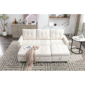 Multi Purpose Modern L-Shaped Convertible <b>Sofa</b> Bed For Comfortable 4 Seater Seating And Relaxation - Product Image 6