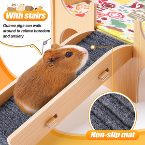 <span class=keywords><strong>Castillo</strong></span> de Madera Ampliado para Cobayas, Escondite Natural de Madera para Cobayas con Cuevas y Escaleras, Cama de Madera para Cobayas - Product Image 3