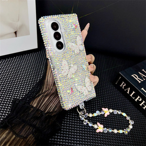 Étui Papillon Bling Bling pour <span class=keywords><strong>Samsung</strong></span> Z Fold 7, <span class=keywords><strong>Coque</strong></span> Antichoc Robuste et Fine <span class=keywords><strong>avec</strong></span> <span class=keywords><strong>Chaîne</strong></span> Strass Scintillante - Product Image 4