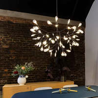 Lustre en métal et acrylique, style postmoderne, luxe nordique, pour salle à manger, salon, villa, lampe LED créative en forme de luciole