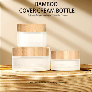 Custom Laser Logo Bambú Envase cosmético Plano 5G-200ml Crema facial Frascos de vidrio Tapón de rosca 50ml - Product Image 2