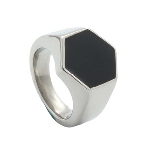 Hexagon Titanium Steel <b>Ring</b> Gold Color Men's Fashion Jewelry Gift Geometric Design - Product Image 2
