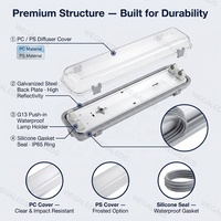 Luminaire LED Industriel Tri-proof pour Entrepôt, 4 pieds (1200mm), 40W, IP65, pour Tube T8 Simple ou Double, 6000K Lumière du Jour, pour Ferme, Garage, Montage en Surface