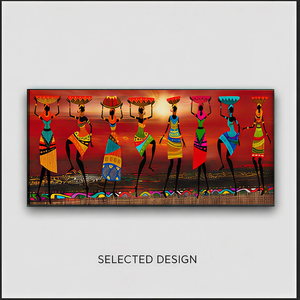 Cuadro de Cristal con Arte Africano, Impresión de Escena Colorida de Mujeres Bailando, <span class=keywords><strong>para</strong></span> Decoración de Interiores de Sala de Estar u Hotel - Product Image 4