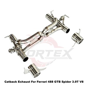 Vortex SS304 Valved Rear Exhaust Muffler System for Ferrari 488 GTB Spider 3.9T V8 Direct Fit Performance Tuning <b>Kits</b> - Product Image 2