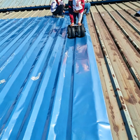 Réparation de toiture et isolation thermique, membrane d'étanchéité autocollante en TPU bleu pour toiture