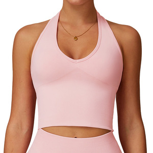 Mallas personalizadas Ropa deportiva para mujer Chaqueta con cremallera Halter Sujetador deportivo Sexy Chaleco sin espalda Conjunto de pantalones de yoga Conjunto de ropa activa Pantalones cortos - Product Image 5