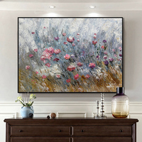 Peinture à l'huile abstraite texturée de fleurs 100% peinte à la main sur toile, grande œuvre d'art murale pour la décoration moderne du salon