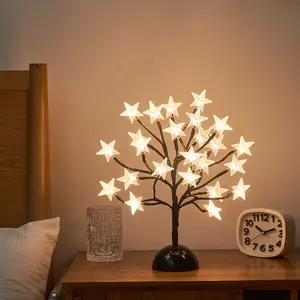 Artificial Lighted Trees Artificial LED Desktop Tabletop Cherry Bulb Led Ball Star Tree Light Battery Operated Holiday Christmas Decorative Lighted Tree