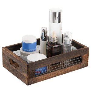 Wooden Storage Box Rectangle With Handle Retro Color For Kitchen Bathroom Fruit <b>Vegetable</b> Basket - Product Image 5