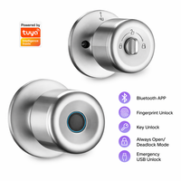 Cerradura Inteligente Tuya con Huella Dactilar y Teclado, Sensor de Anillo Azul, 5 en 1, para Apartamentos, Alquileres, Airbnb y Oficinas